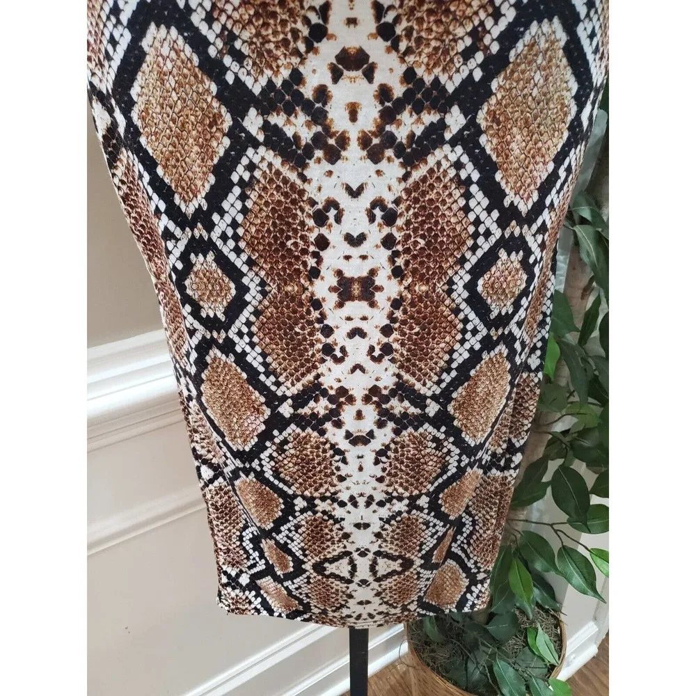 Pretty Little Thing Beige Snake Skin Square Neck Sleeveless Strappy Midi Dress 4 - Image 4