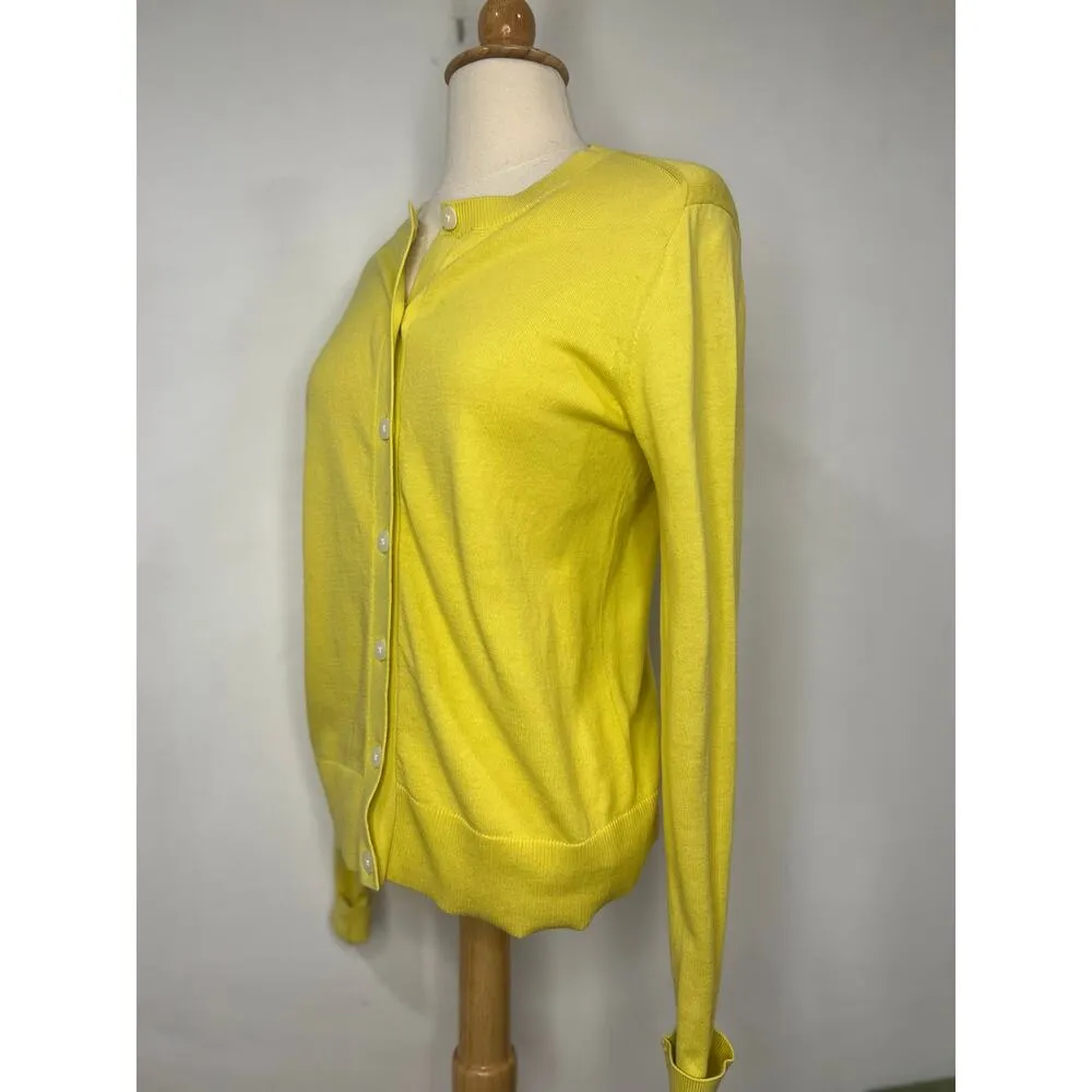 Womens Ann Taylor LOFT Preppy Spring Yellow Cotton Cardigan XS - Image 5