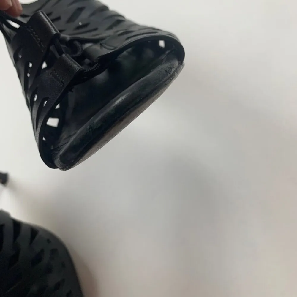 Pour La Victoire Black Strappy High Heel Sandals 8.5 Tie Laces Stiletto - Image 4