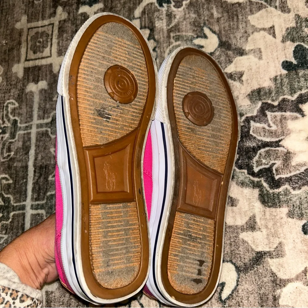 Polo by Ralph Lauren Pink Sneakers w/ blue pony embroidered - Image 6