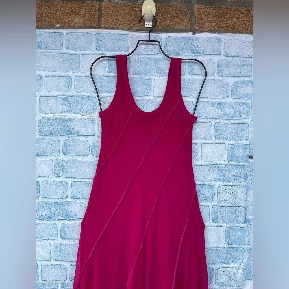 JEAN PAUL GAULTIER SOLEIL SLEEVELESS NEON PINK MAXI MESH DRESS SIZE LARGE - Image 3