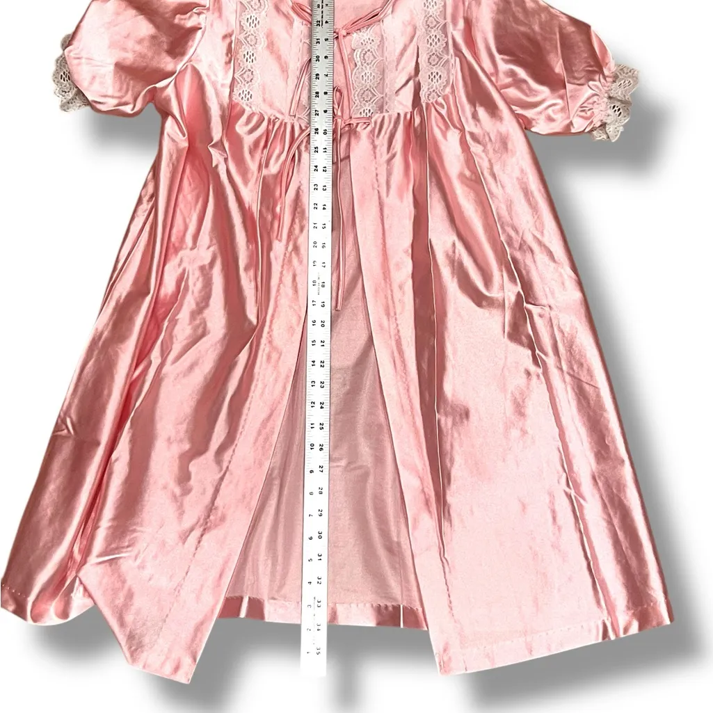 3 Pc 60’s Shortie Nightgown & 2 Robes Pink Medium lace Nylon Denise Lingerie - Image 10