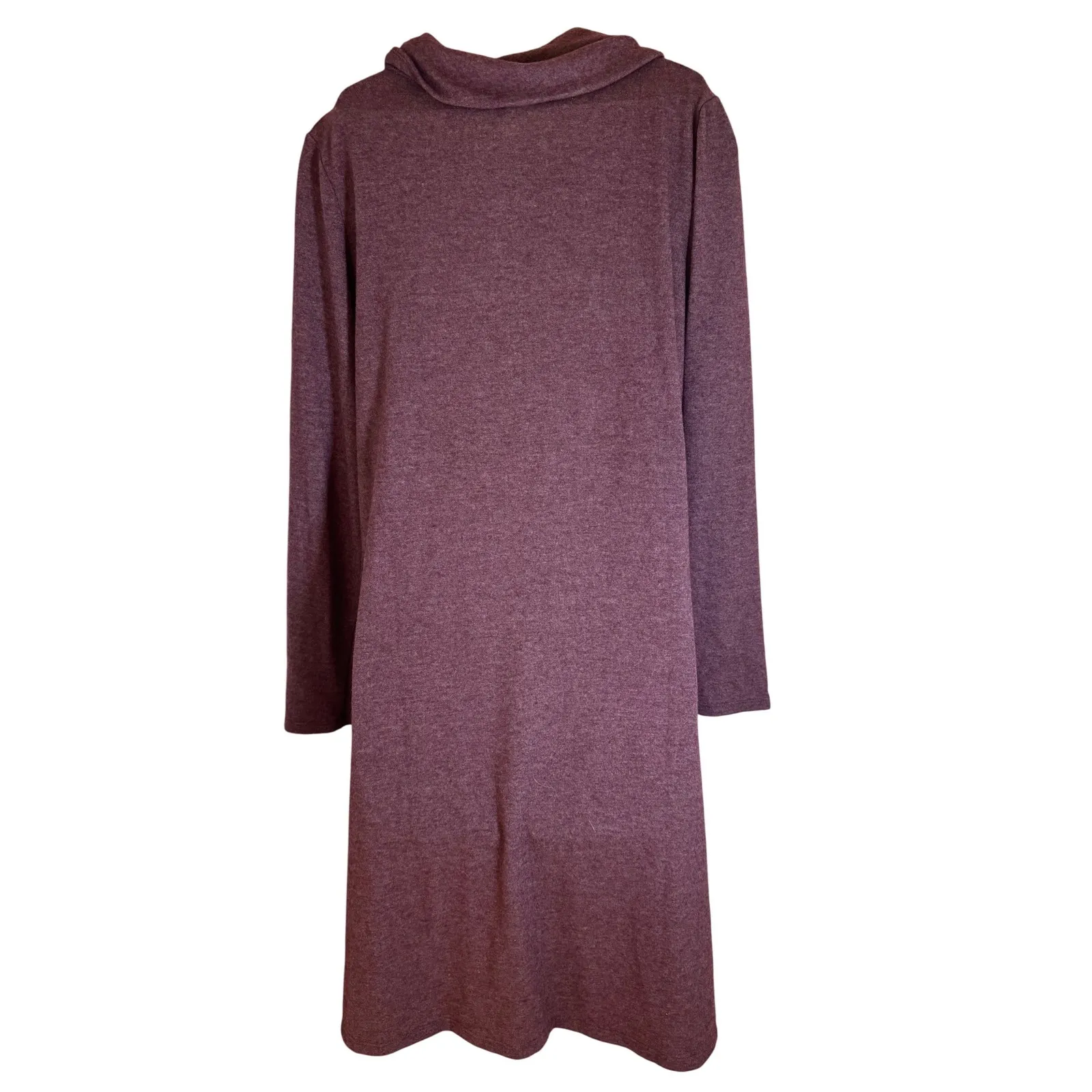 NWT French Grey Anita Sweater Dress Burgundy Size L Button Cowl Neck Cozy Knit - Image 5