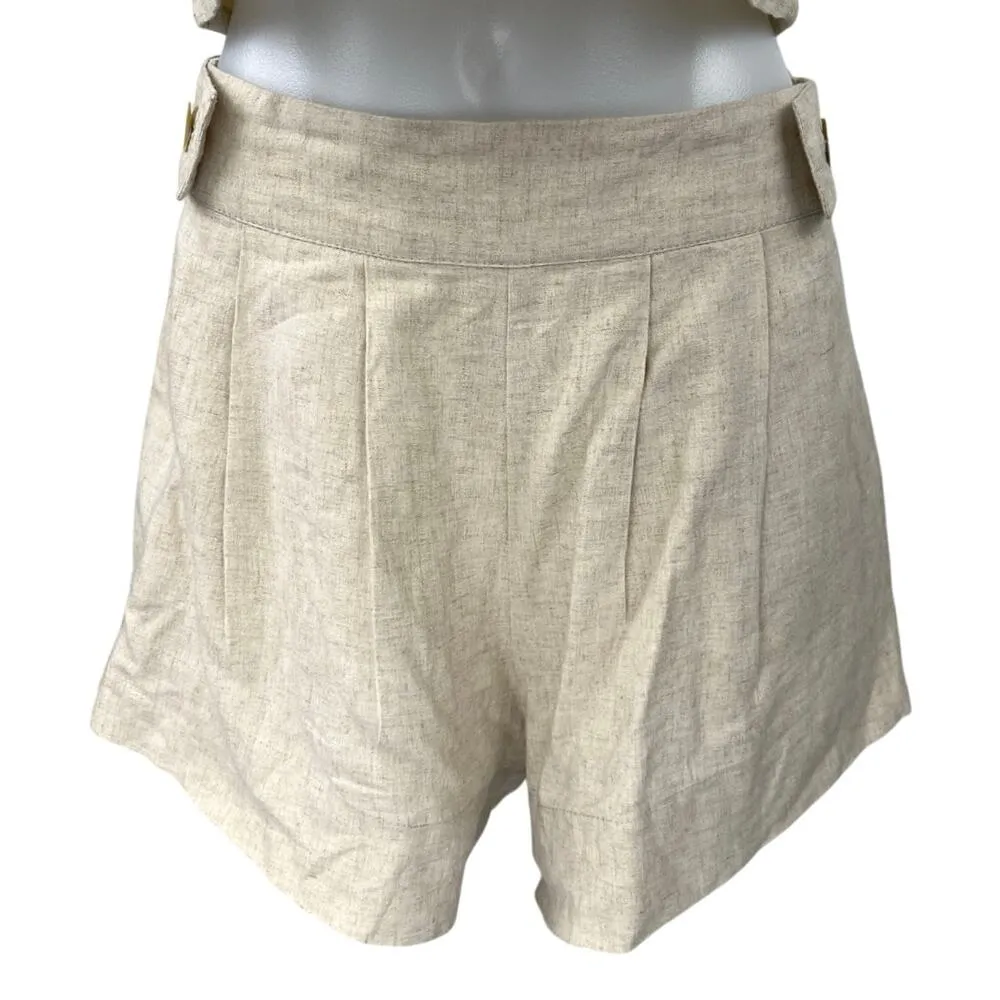 Free The Label Beige Linen Sleeveless Crop Top & High Waist Shorts 2 Piece Set S - Image 4