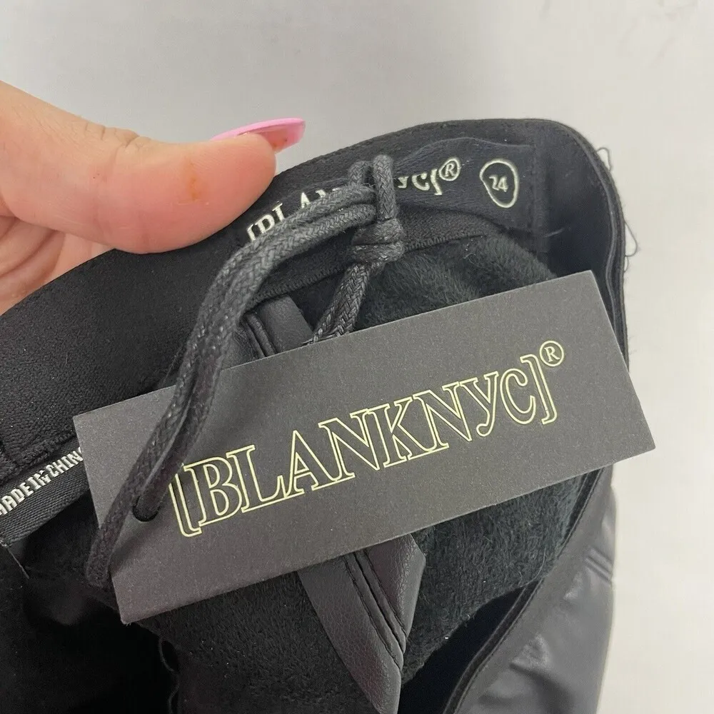 Blank NYC Leather Pull On Pants leggings faux leather Women’s Size 24 Black NEW - Image 8