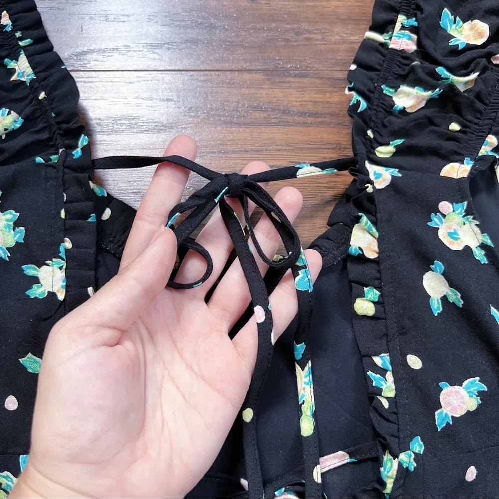 Free People • Like A Lady dress mini black lemon print ruffle cap sleeve - Image 11