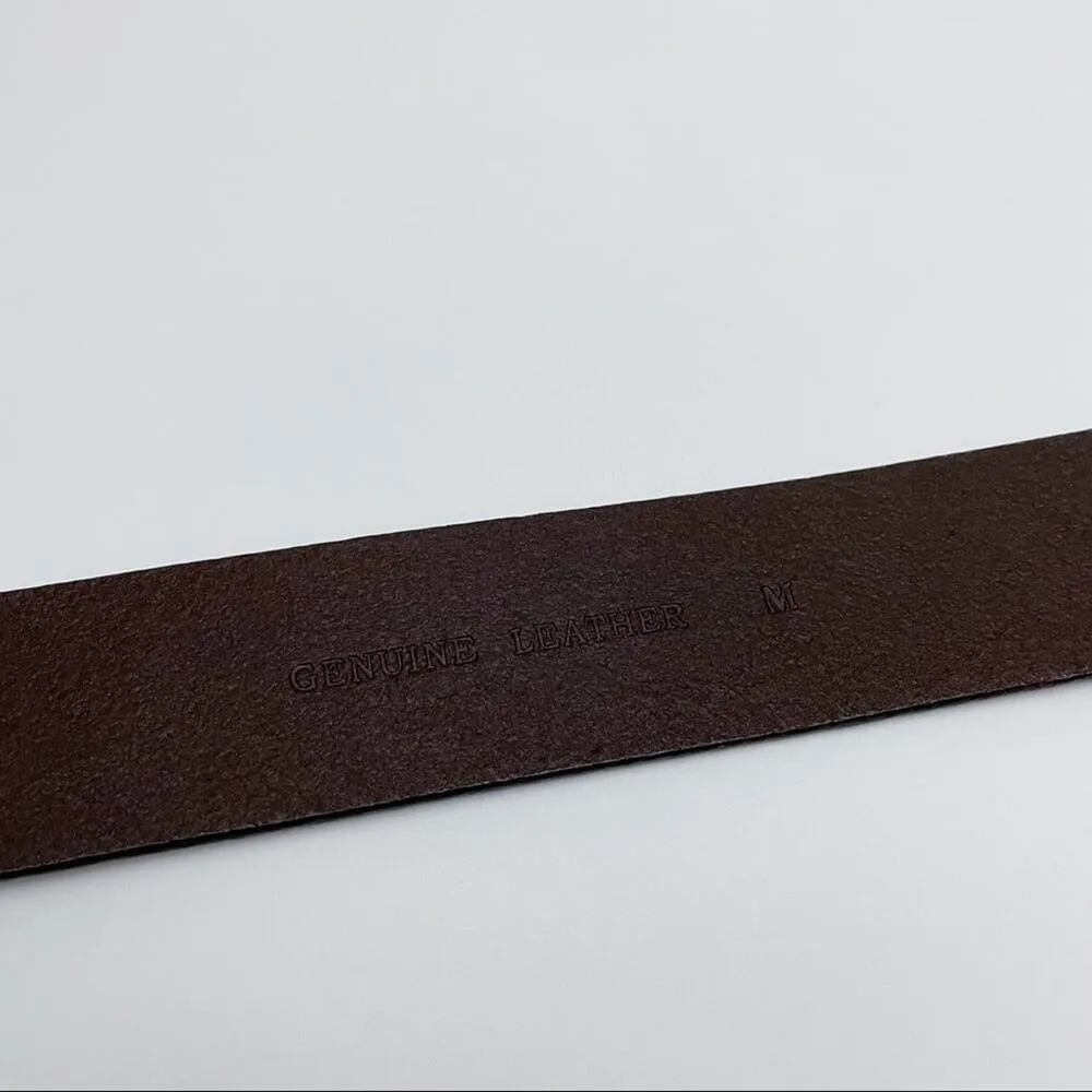 Leather Belt Brown with Brushed Silver Studs - Image 6