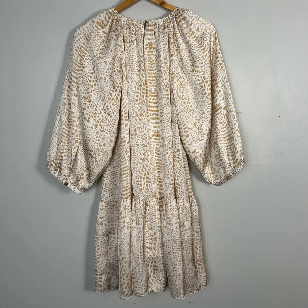 Emily McCarthy Dallas balloon sleeve snake print mini dress small white gold - Image 6