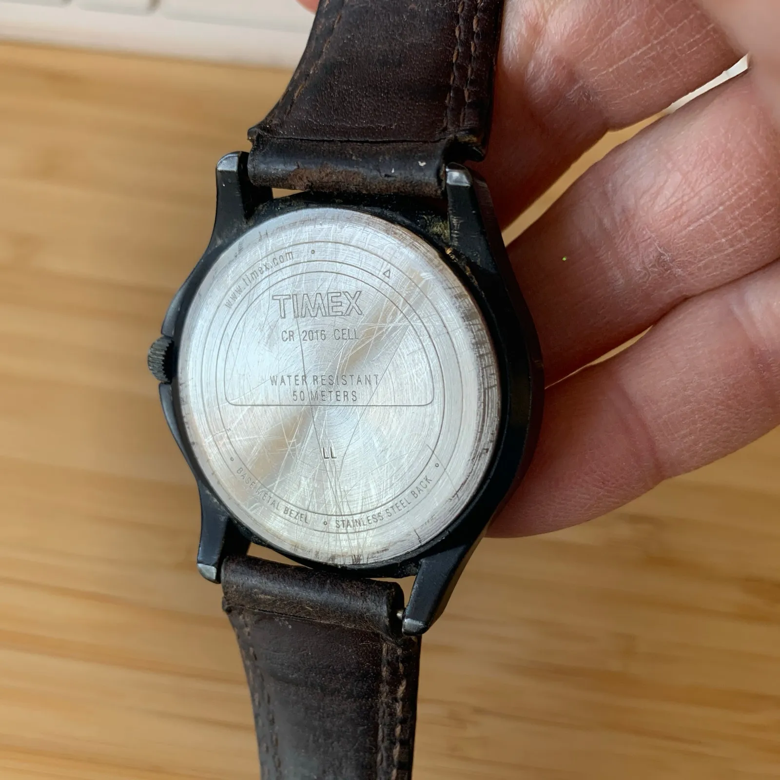 Timex Expedition Men's Indiglo Date Watch WR 50M Luminous Leather Band Black - Image 4