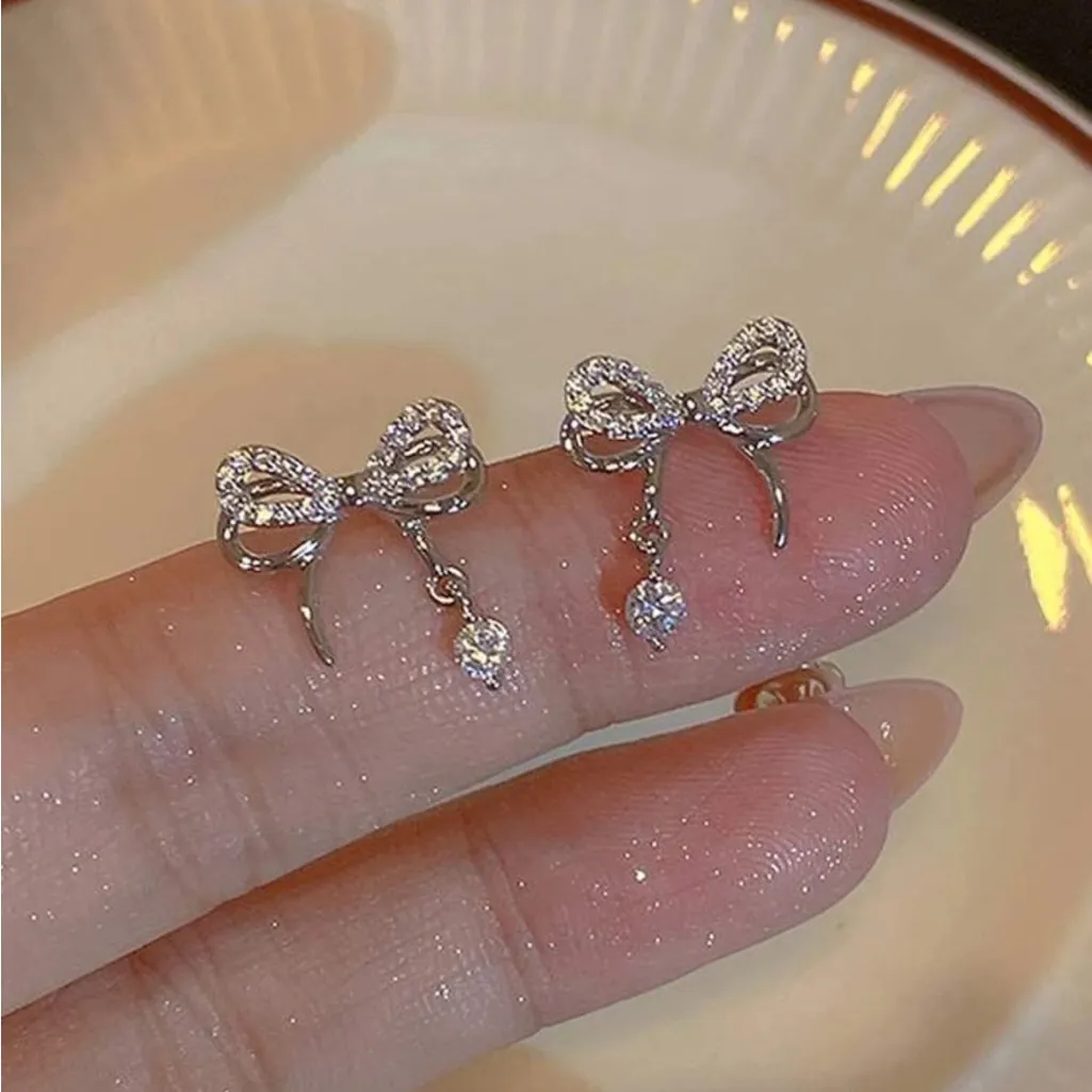 Silver Bow Earrings - Image 2