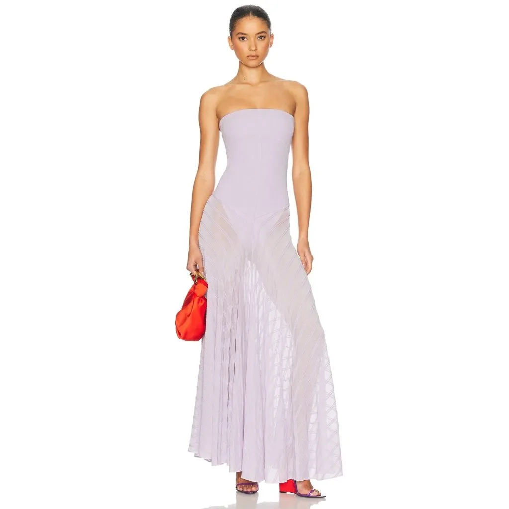 Helsa June Knit Bodysuit Dress in Lavender X-Large New Womens Maxi Gown - Image 13