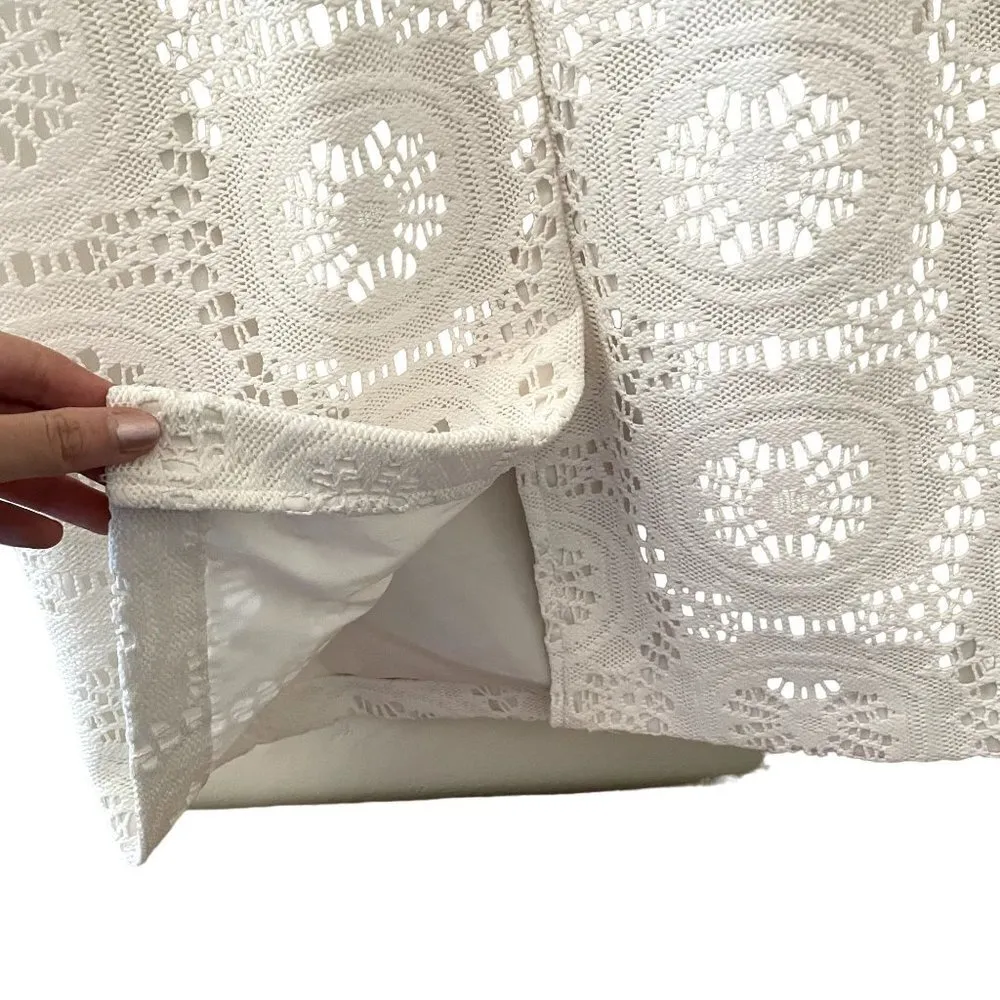 Adrianna Papell white lace midi knee-length dress sleeveless formal dress - Image 9