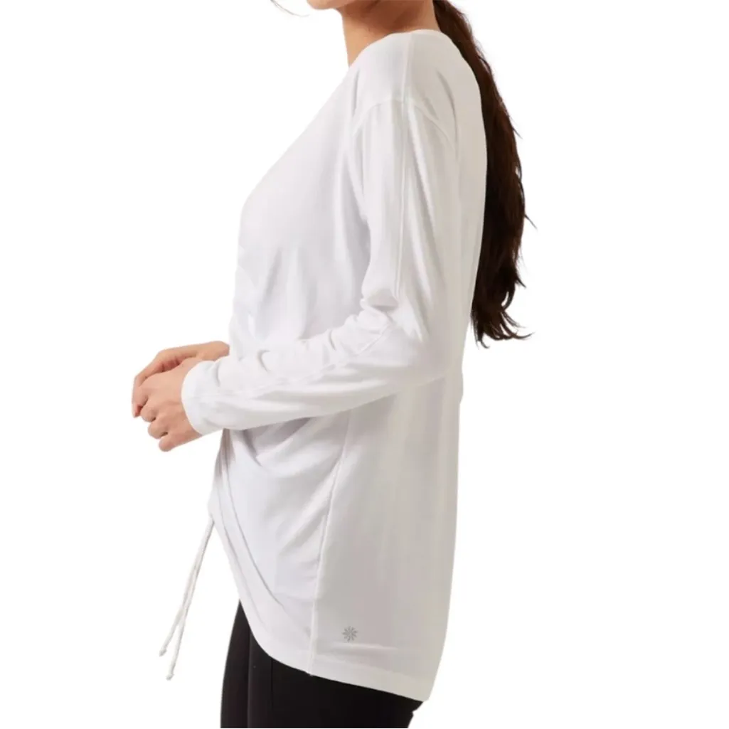 Like New Athleta Ruched Front Long Sleeve
Top White Size Large - Image 3