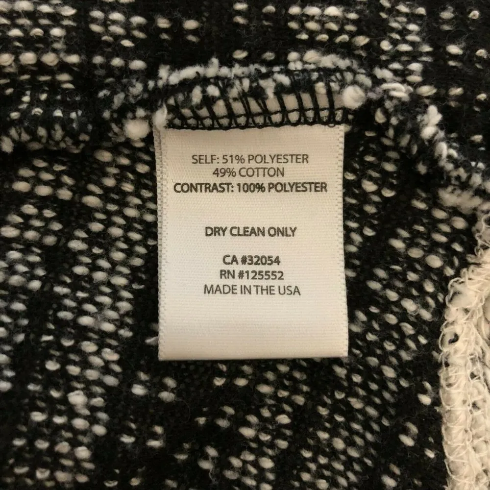 Dolan T Shirt Knit Sweater Vest Open Front Pockets Draped Striped Black White S - Image 4