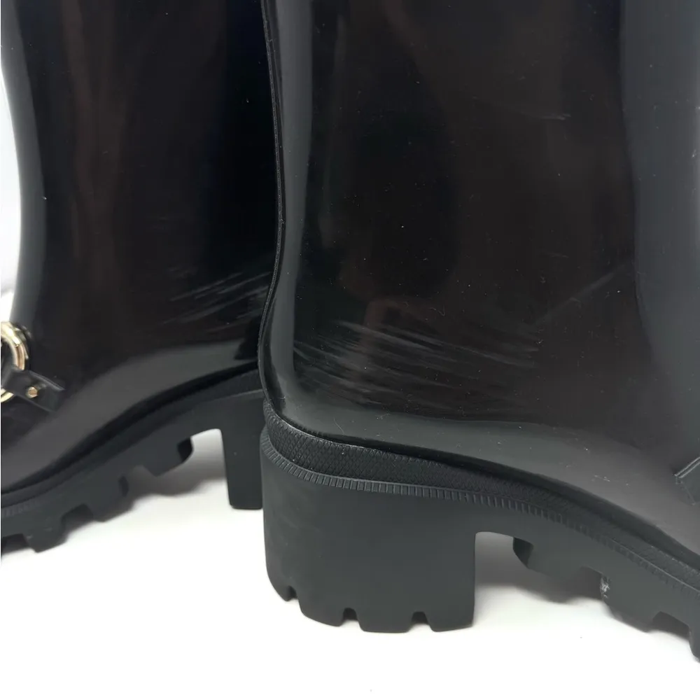 Gucci Black Horsebit Rubber Rain Boots – Size 8 Ankle Booties - Image 6