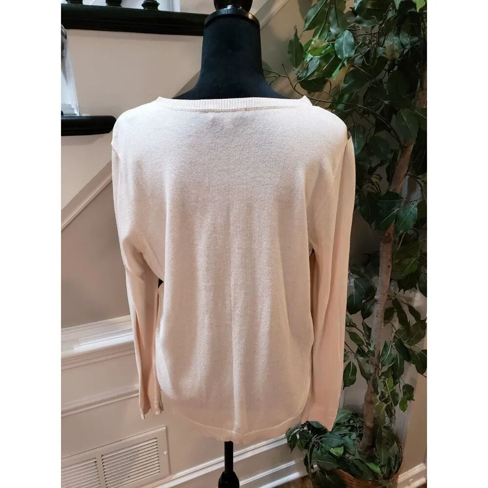 Jennifer Lopez Women's White Lace Over Round Neck Long Sleeve Sweater X-Large - Image 9