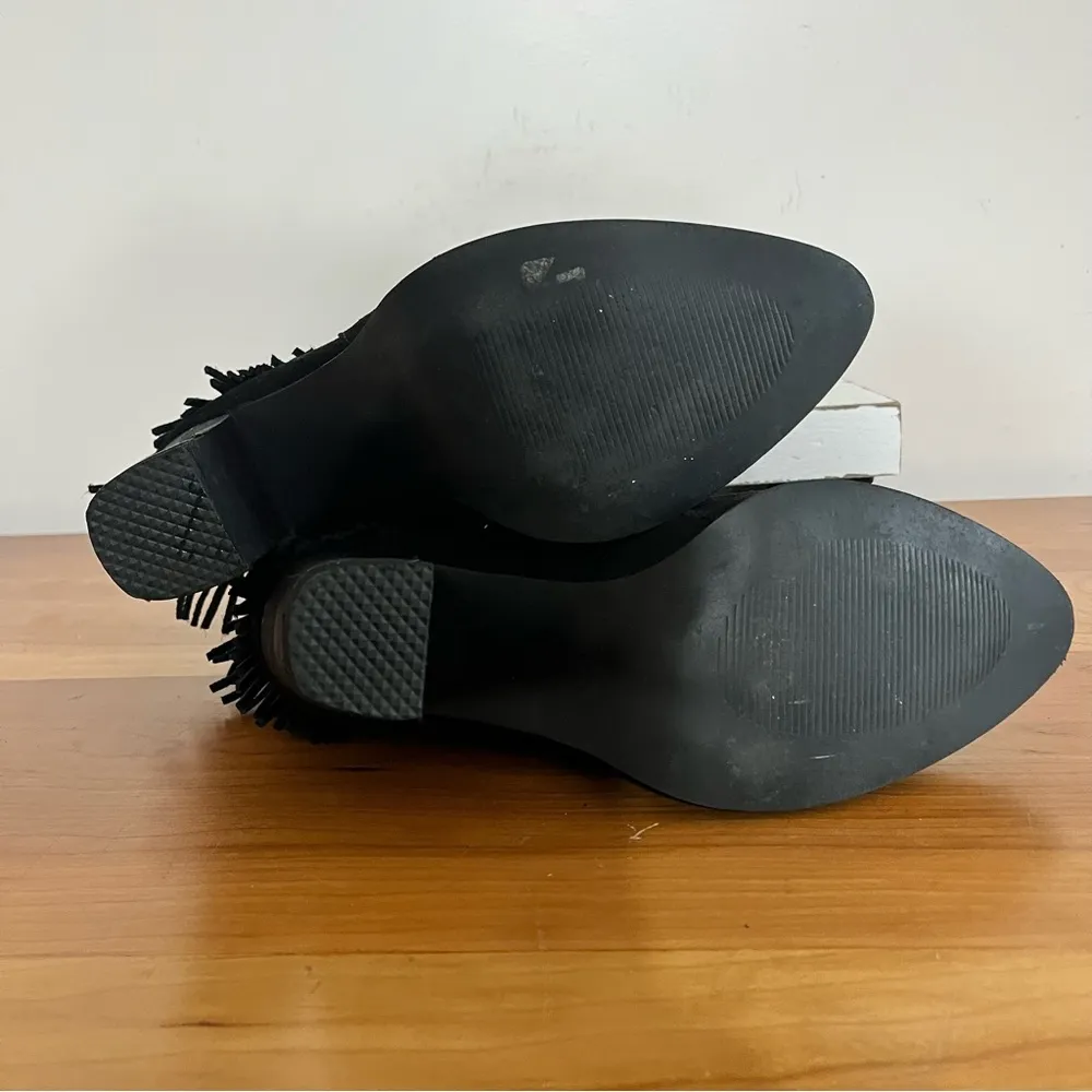 Women’s Catherine Malandrino Domenica Black Fringe Bootie Ankle Boots‎ Size 8 - Image 6