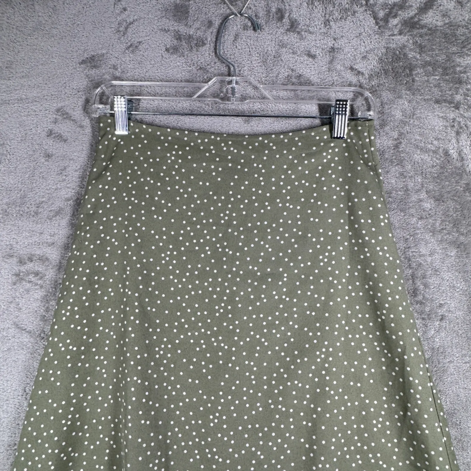 Paper Crane Skirt Polka Dot A-Line Midi Casual Career Party Green White‎ Size S - Image 5