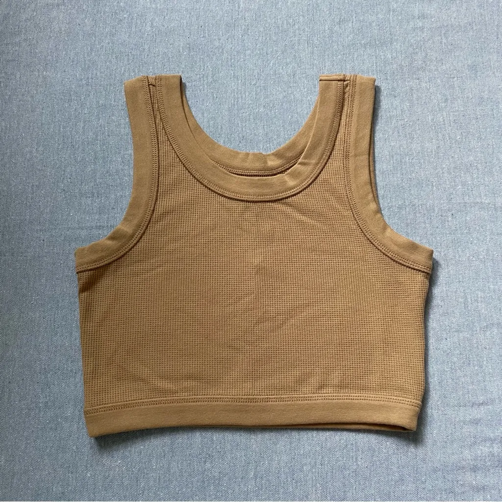 NWT Madewell Waffle Thermal Crewneck Crop Tank Size XS - Image 2