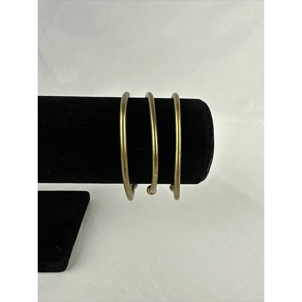 Vintage Brass Hand Forged Brutalist Spike Tip Cuff Bracelet Set of 3 Steampunk - Image 2