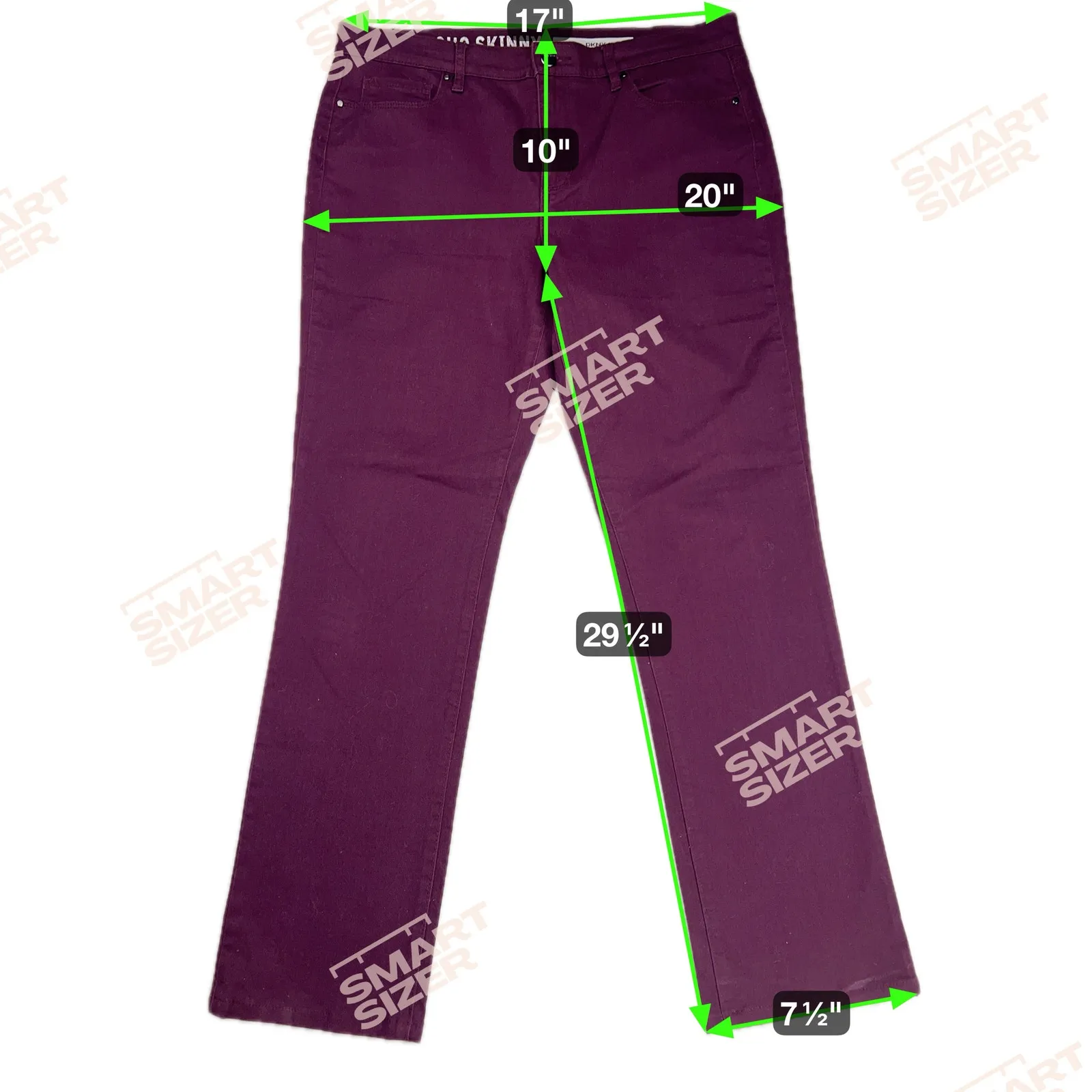 DKNY Soho Skinny Burgundy Cranberry Jeans Mid Rise Stretch Denim Size 12 - Image 6