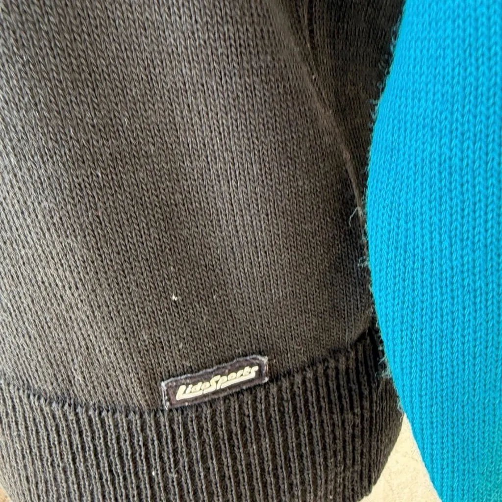 VTG LIDO SPORTS Ladies Red Colorblock Wool Long Sleeve Pullover Sweater USA Blue Size M - Image 3