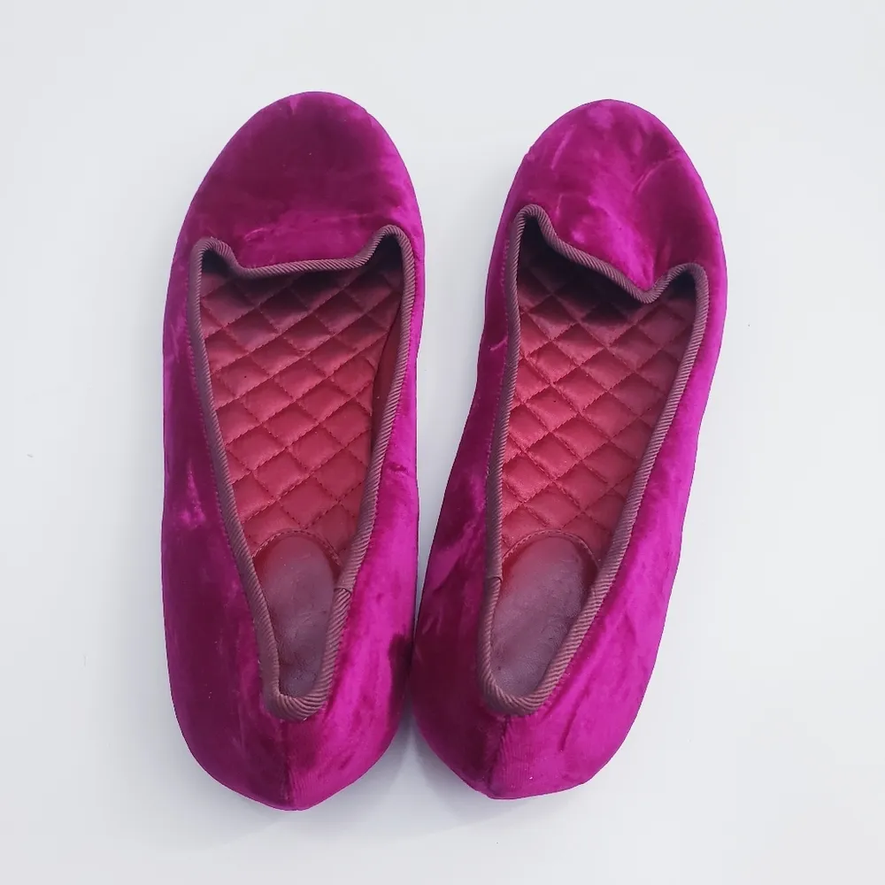 Cole Haan Hot Pink Suede Loafer Flats Quilted Foot Bed - Image 3