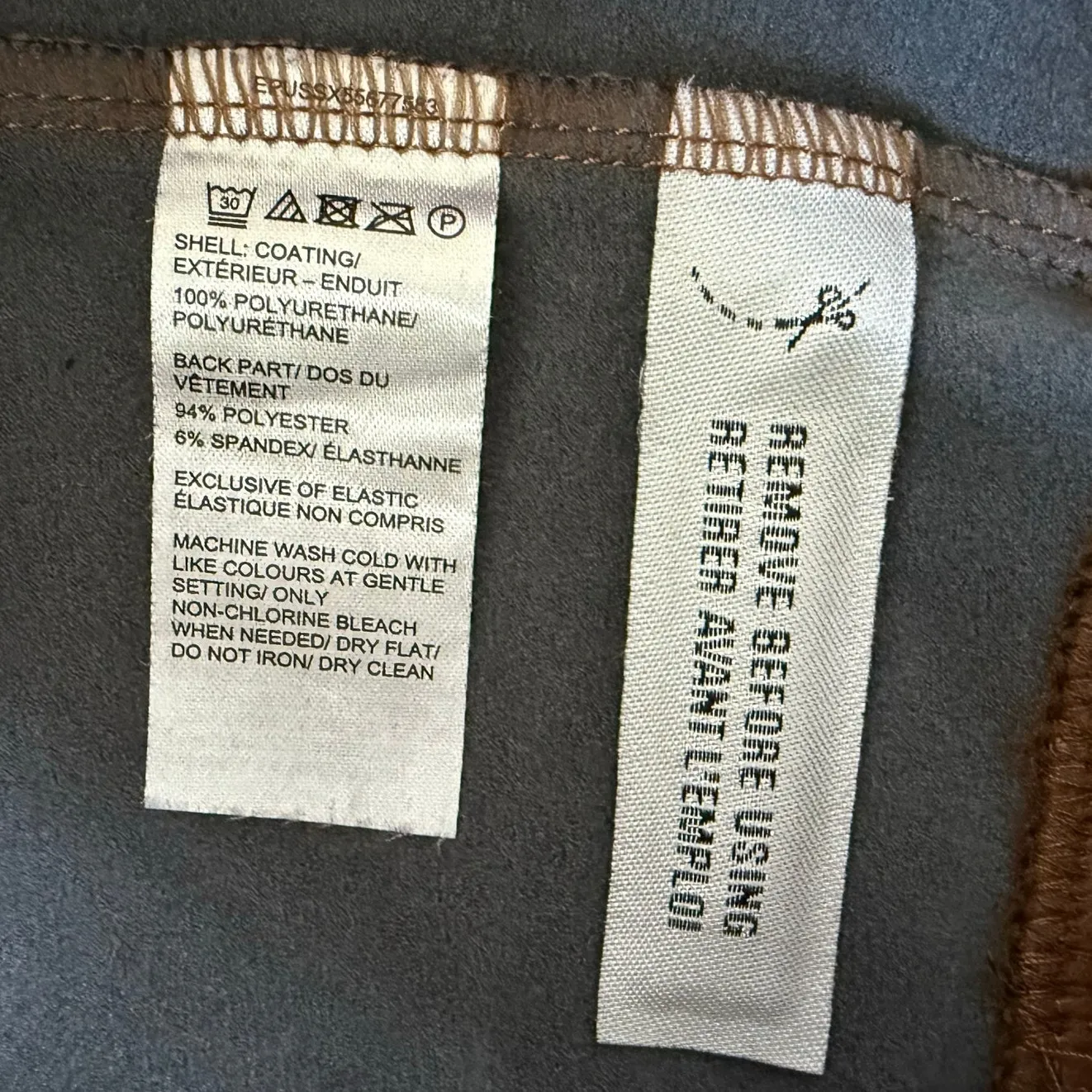 Saks Fifth Avenue Brown Faux Leather Leggings Fleece Lined Pants Size Medium - Image 9