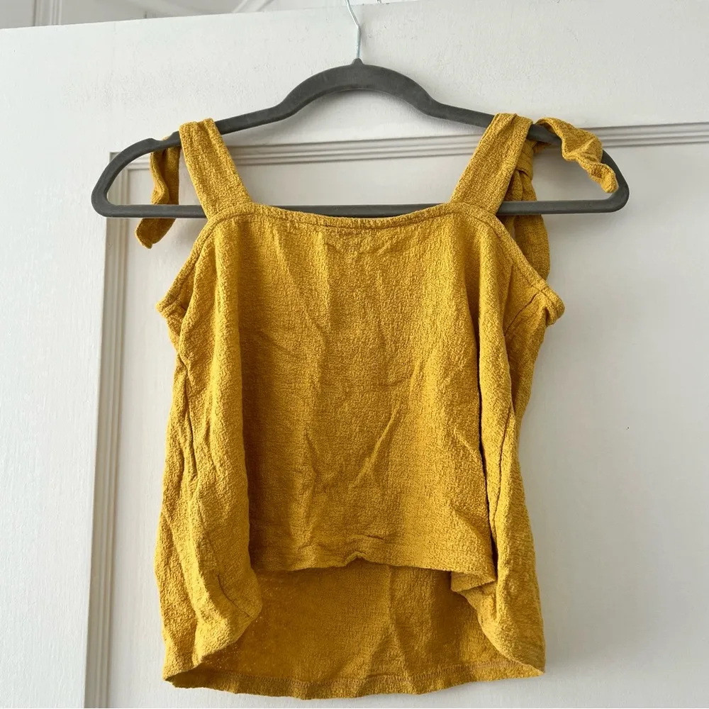Express Mustard Golden Yellow Bow Tie 100% Cotton Tank Top Size XSmall EUC - Image 5
