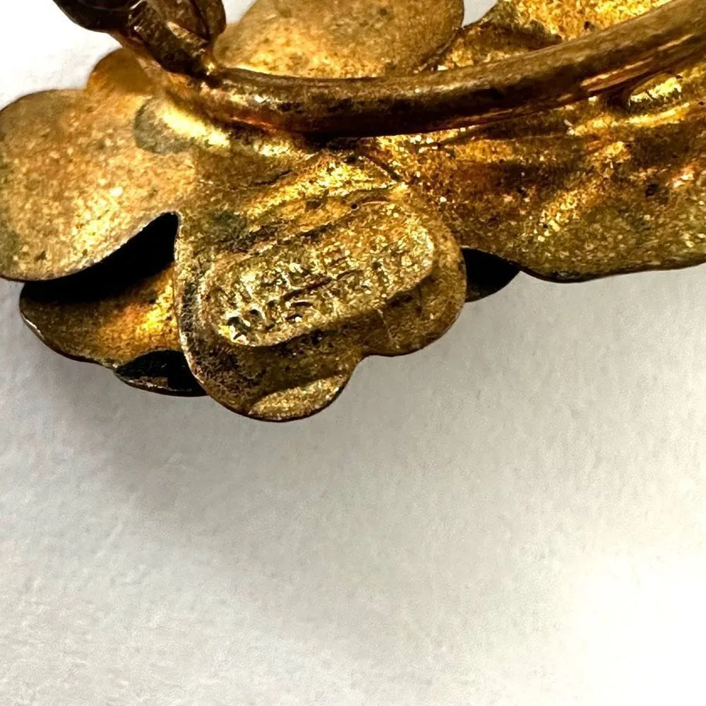 vintage Austrian floral enamel brooch - Image 3