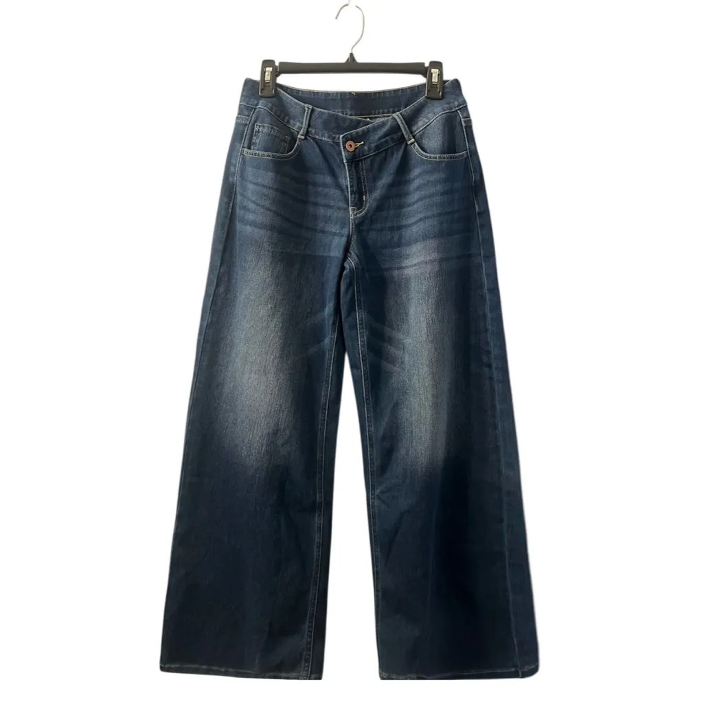 NWT HALARA Flex™ Asymmetric Low Rise Zipper Pockets Baggy Wide Leg Jean - Image 3