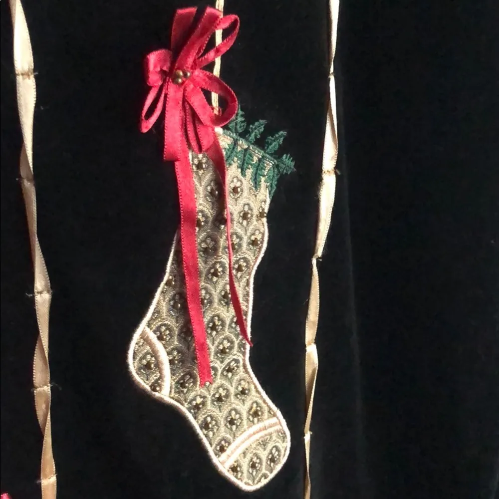 Vintage Karen Schott  Velvet with Christmas appliqué Tunic size XL - Image 3