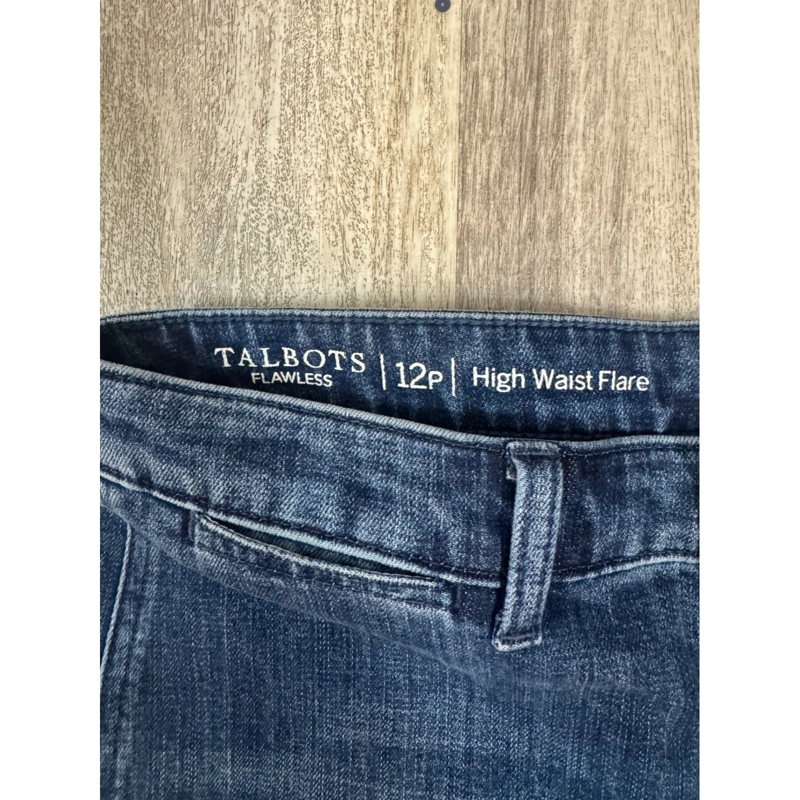 Talbots Flawless High Waist Flare Jeans Petite Size 12P Dark Wash Denim - Image 4