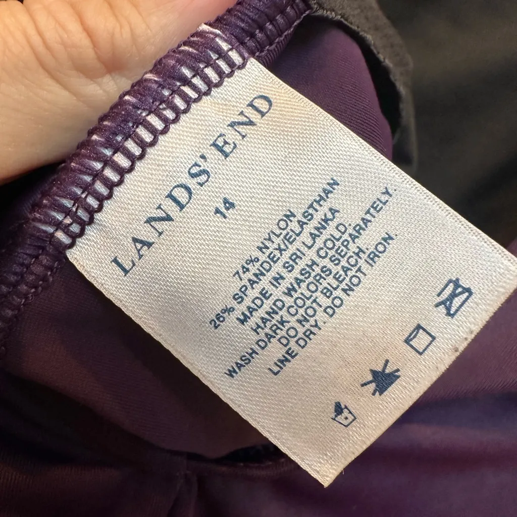 Lands' End Rich Purple One Piece Swimsuit Bathing Suit Coastal Size 14 Large - Image 6