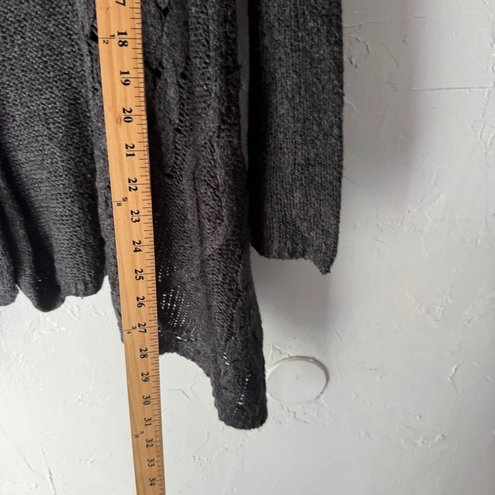 Dex Gray Knit Button Front Shawl Cardigan Sweater Medium M Lagen Artsy Boho - Image 3