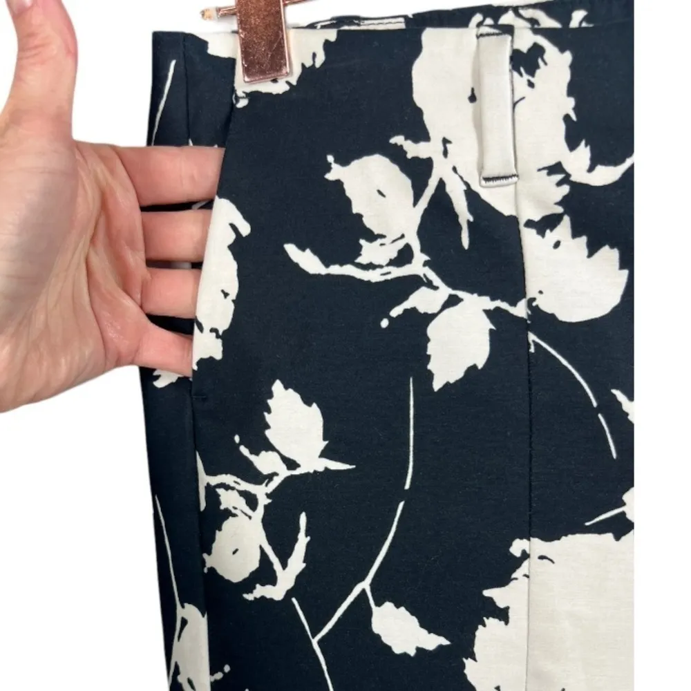 Boden Women's Black White Floral Print Cropped Trousers Pants Size 6 Long Preppy - Image 6