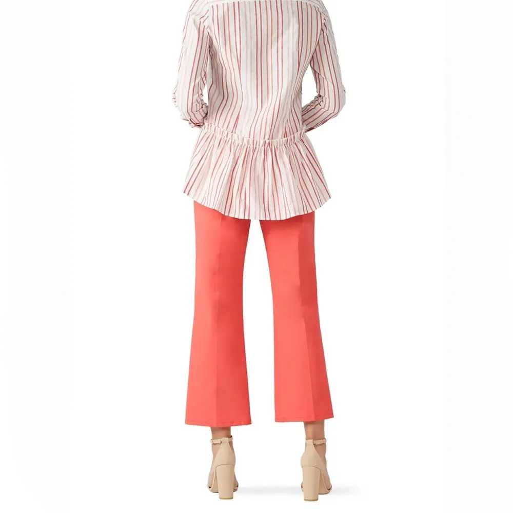 TRINA TURK North Beach Front Slit Cropped Pants Coral Salmon Pink Orange sz 6 - Image 2
