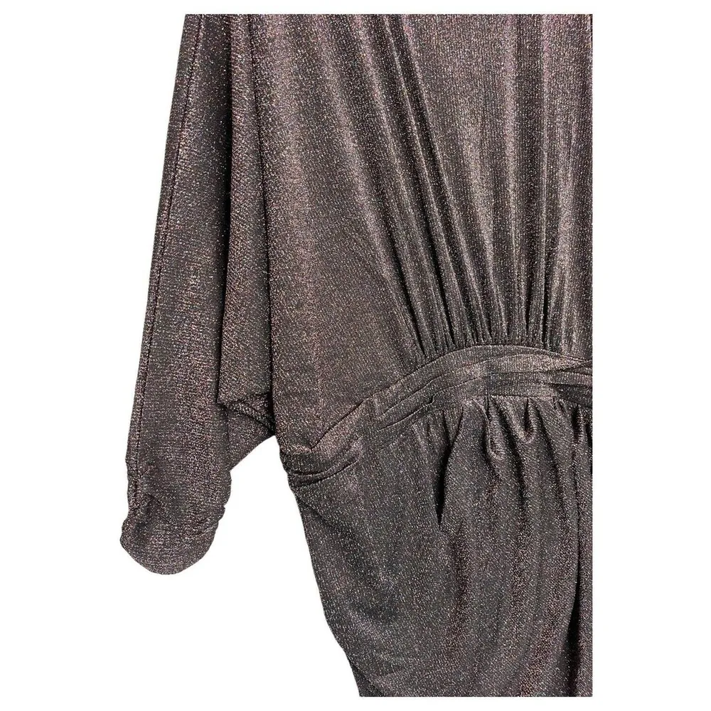 Eloquii Dress Womens 20 Dolman Sleeves Tulip Hem Lurex Metallic Sparkly Black - Image 3