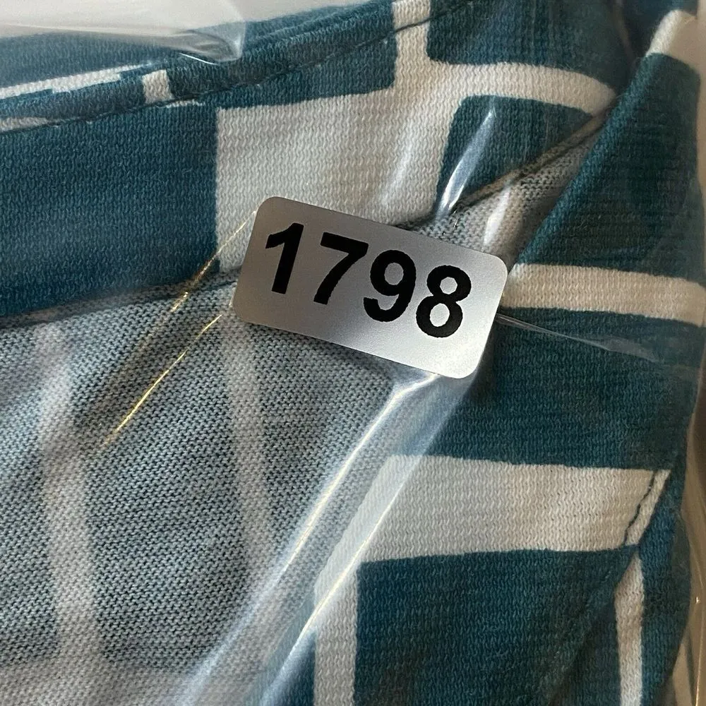 Garnet Hill Henley sleep Dress Womens Small Green White VNeck Pocket Lightweight - Image 9