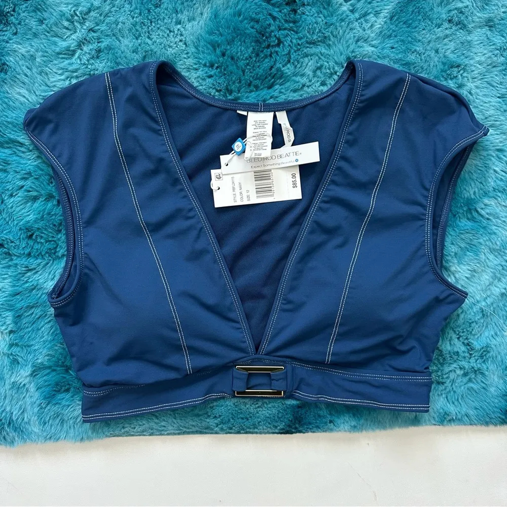 Bleu Rod Beattie A FINE LINE CAP SLEEVE BIKINI TOP Size 12 - Image 3