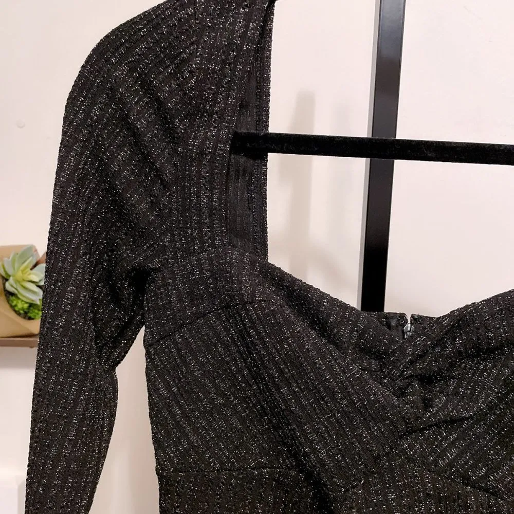ASTR The Label Black Long Sleeve Shinning Dress Black Shine - Image 3
