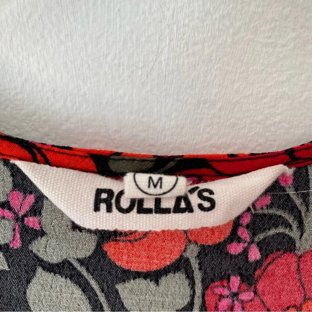 Rolla’s Cleo Rambling Floral Mini Wrap Dress size medium Black Red Pink Flowers - Image 12