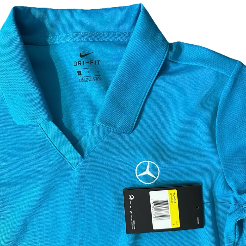 NWT Women’s Nike Golf Dri-Fit‎ Blue Shirt Mercedes-Benz Logo Size S - Image 5