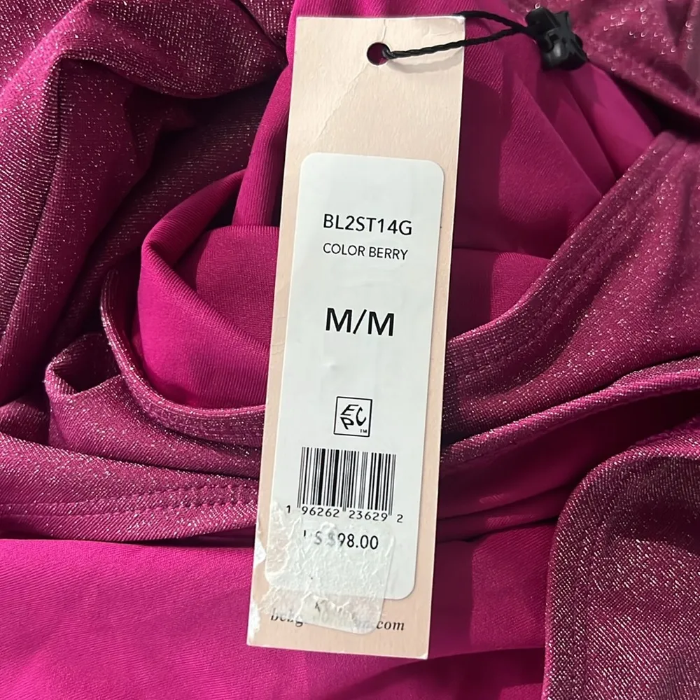 BCBG Knot Front Cut Out On-Piece Swimsuit w/Tummy Control in Berry Size M NWT - Image 4