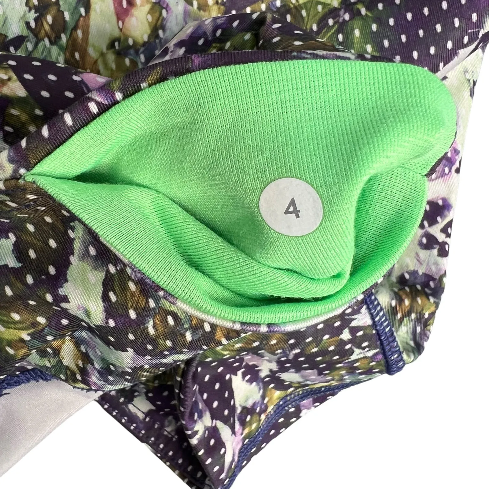 Lululemon Wunder Under High Rise Activewear Leggings Purple Green Floral Dots 4 - Image 6