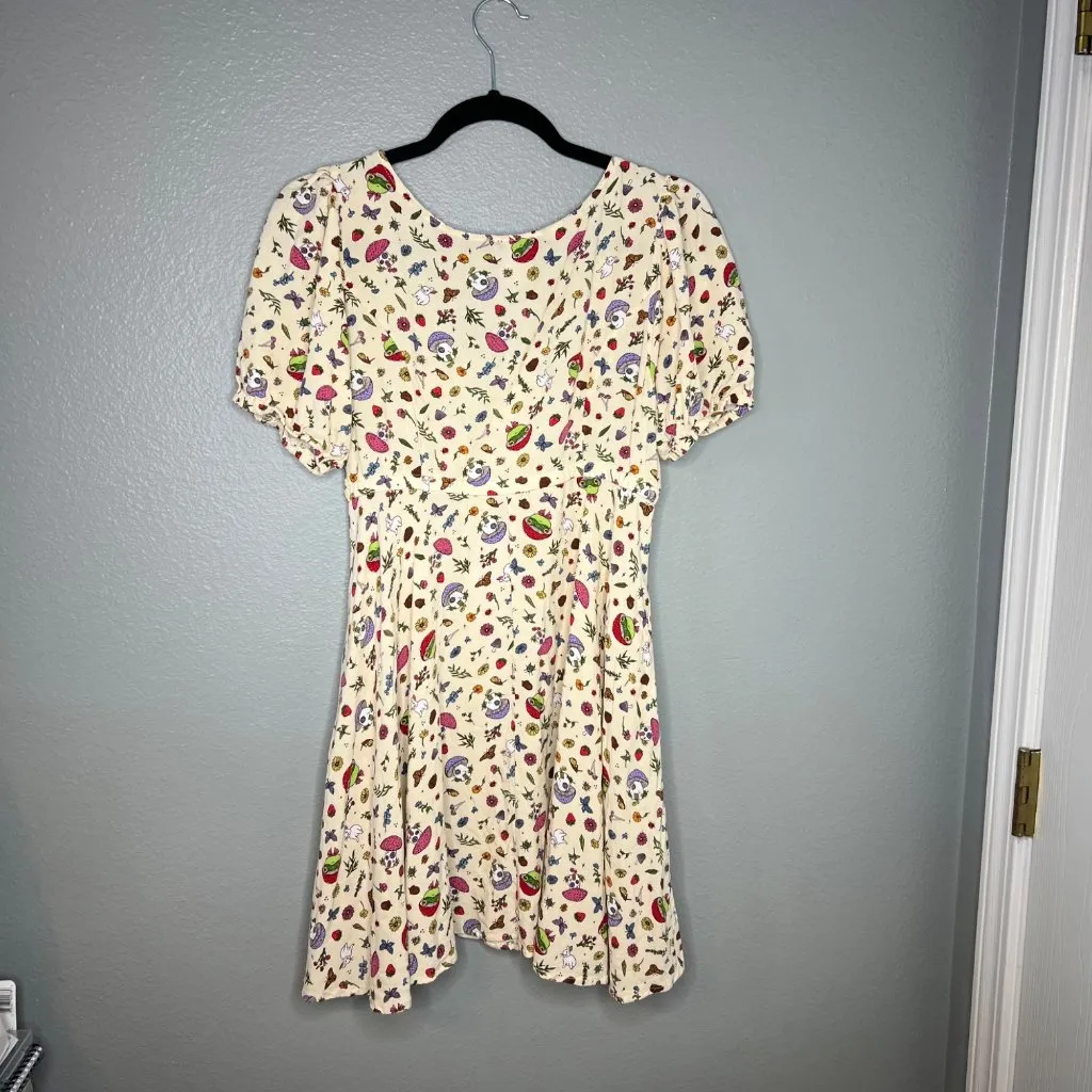 Hot Topic Babydoll Dress Size S Goblincore Mushroom Frogs‎ Butterflies Nature - Image 6