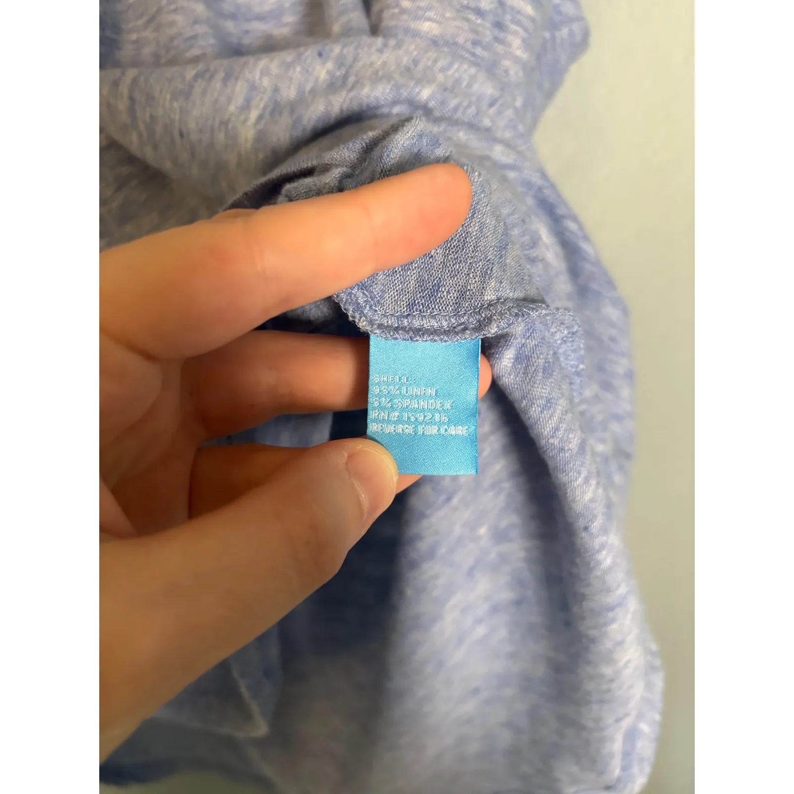 J McLaughlin Blue Heathered Split Neck Short Sleeve Tunic Top Size Small Linen - Image 8