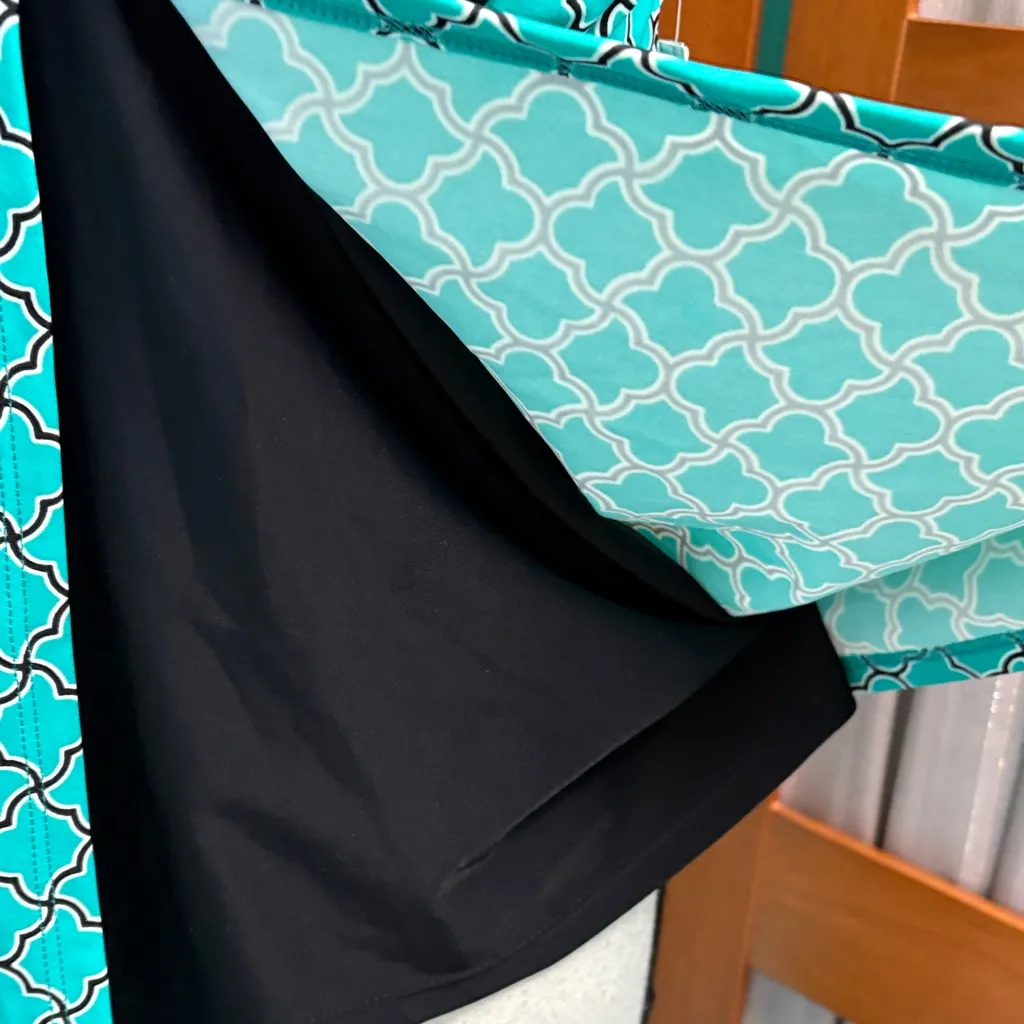 Beach Diva Teal Geometric Halter Tankini Top Blue Size 10 - Image 5