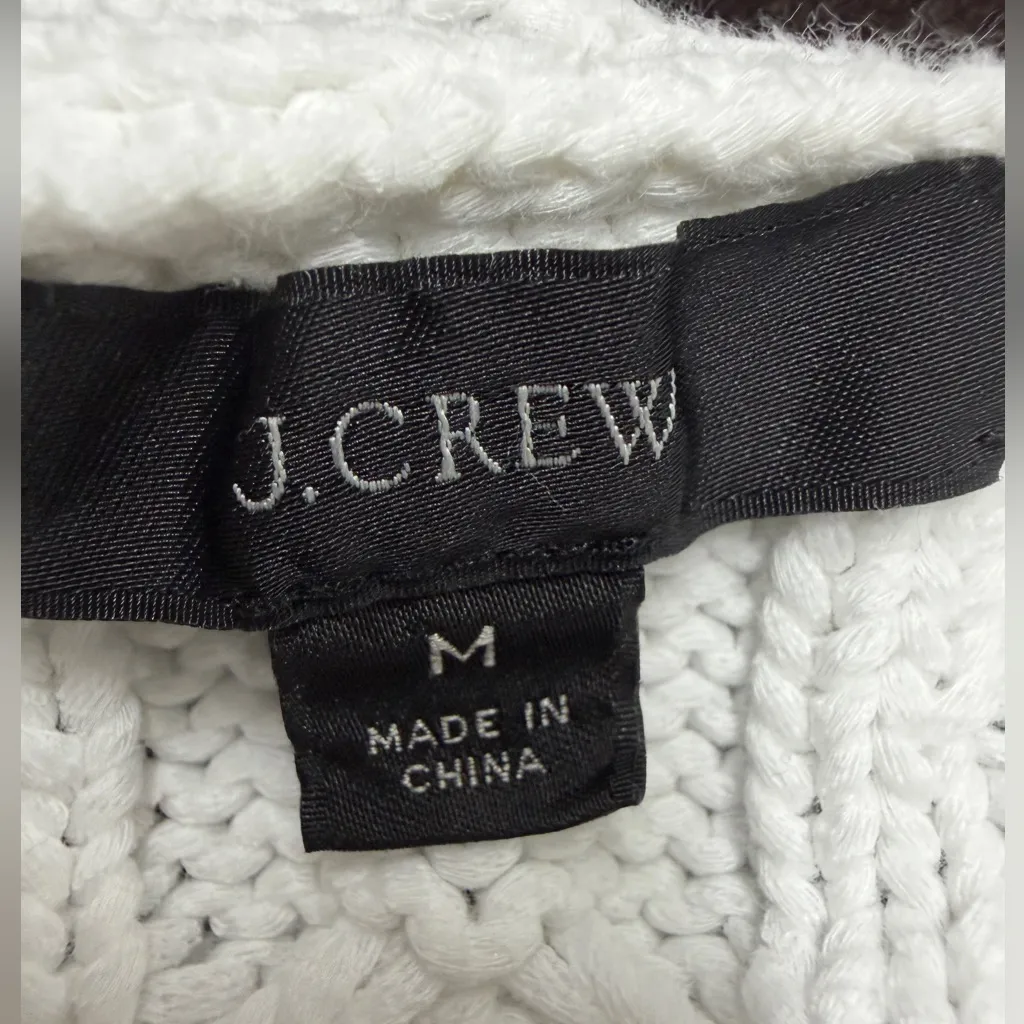 J. Crew Cable Knit White Sweater Chunky Cropped Preppy Academia Y2K - Image 5