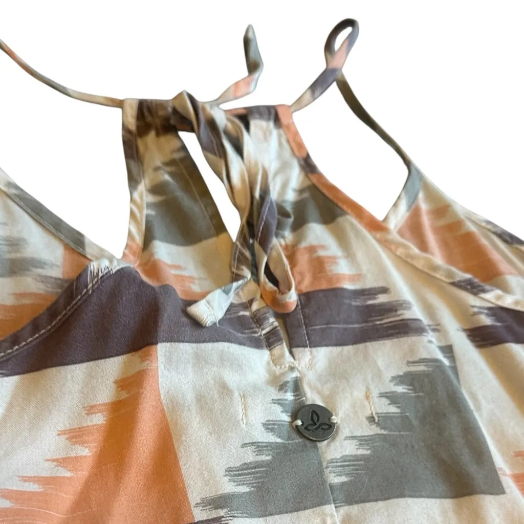 Prana Franny Romper Sleeveless Racerback Shorts Pockets Fun Print Size Medium - Image 11